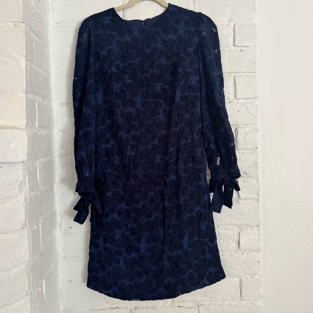 Banana Republic Navy Textured Tie Sleeve Dress Tall 2